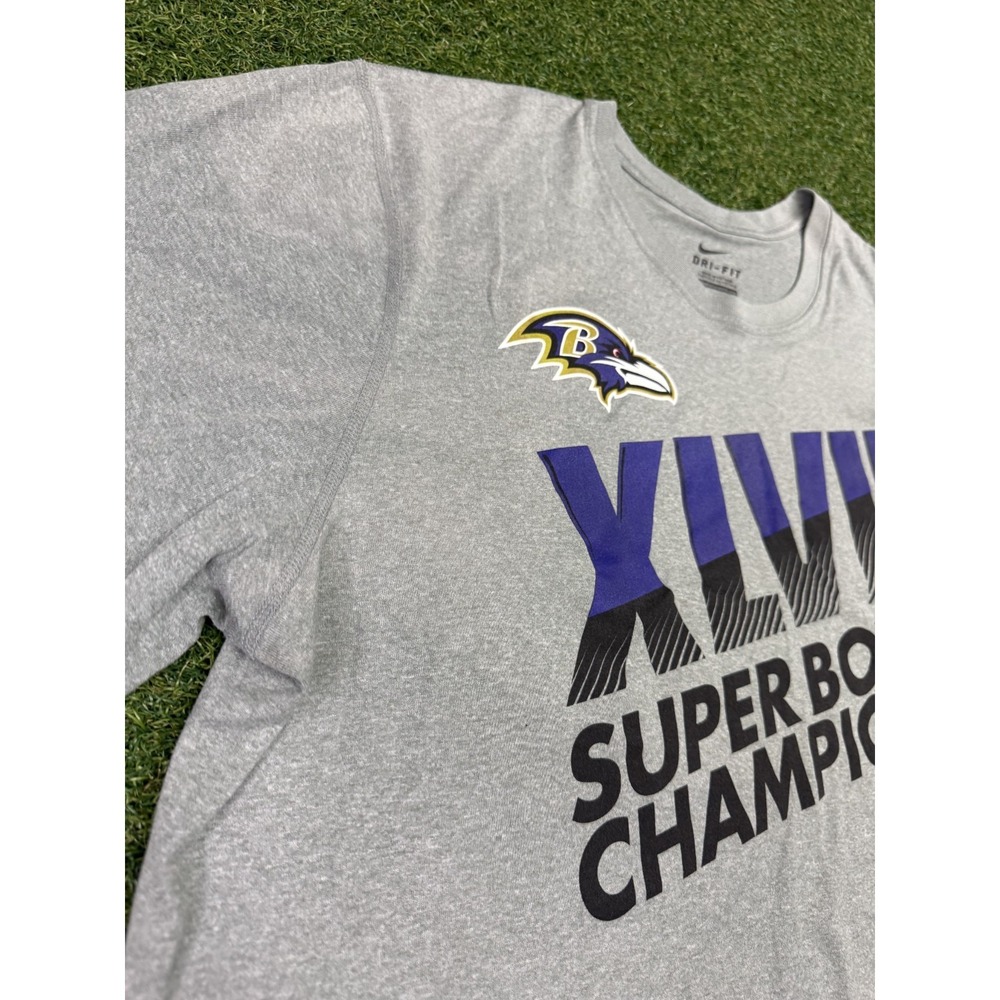 Baltimore Ravens Nike Dri-Fit Men's Shirt XL Gray Super Bowl XLVII Champions - Picture 4 of 7